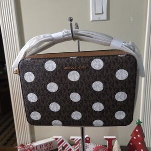 NWT Michael Kors Monogram Polka Dot Luggage Crossbody